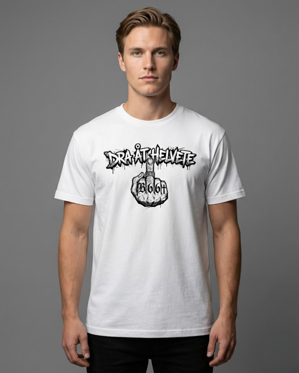 B66 Savage Tee – “Dra Åt Helvete” White