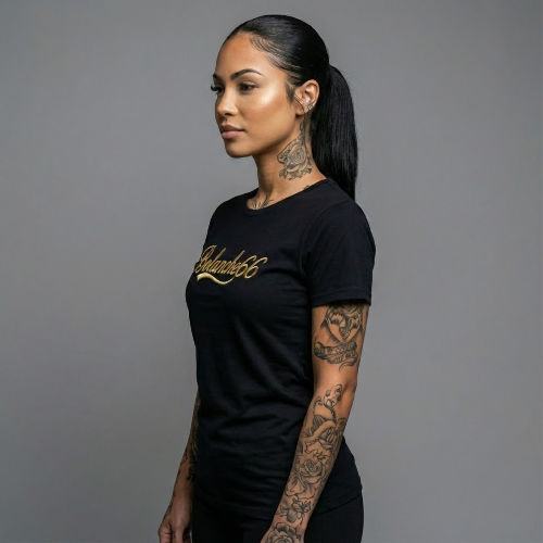 Bolanche66 Script Tee – Women’s Fit (Black/Gold)
